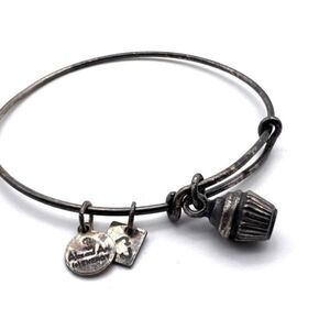 Alex and Ani Cupcake Charm Bangle Bracelet Silvertone dessert cute fun cup‎ cake